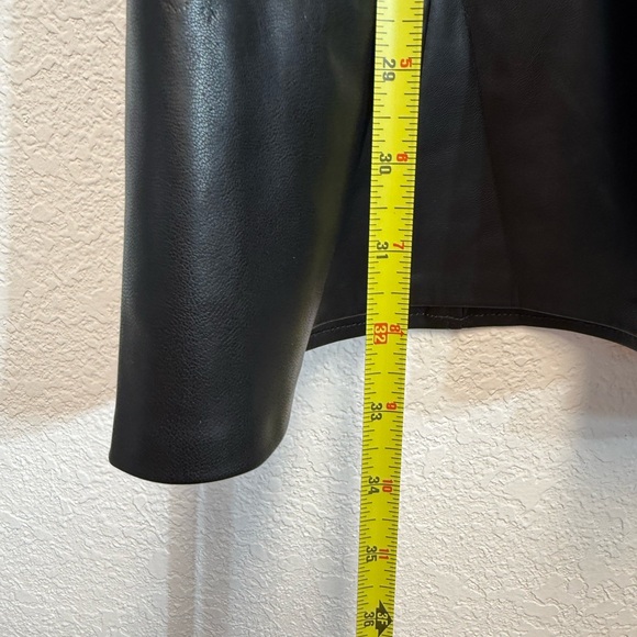 Zara Faux Leather Pinafore Mini Dress Button Front Black - Picture 4 of 9